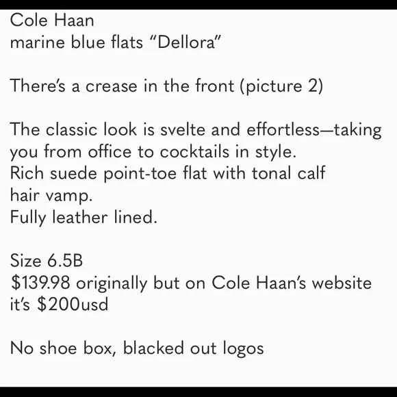 Navy Blue Cole Haan ‘Dellora’ Flats Pointed Toe - Picture 6 of 9